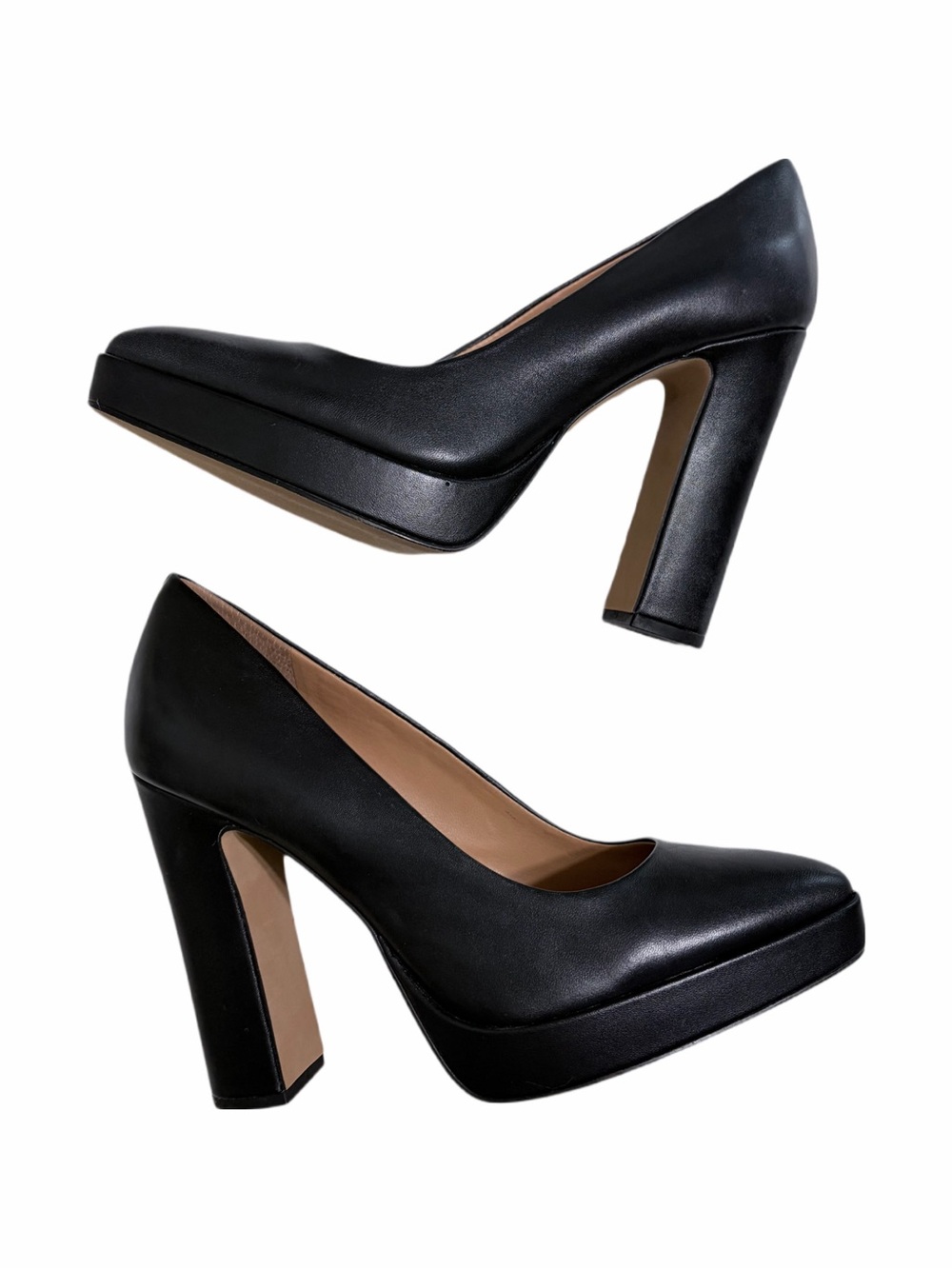 Jessica Simpson Glynis Platform Pumps Black Leather Chunky Heel Size 10 - Picture 2 of 11